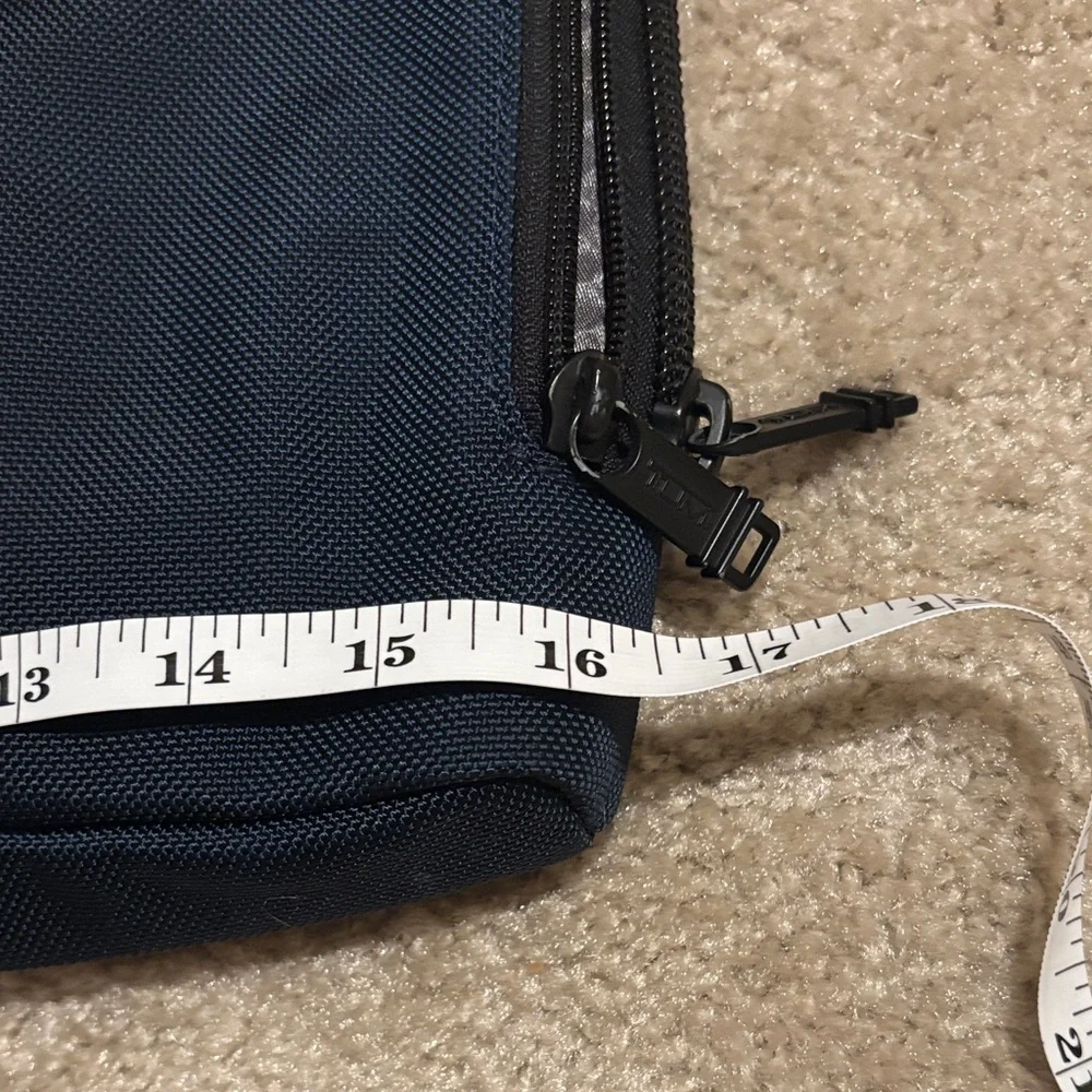 Tumi Navy and Black Laptop Briefcase with Leather Trim